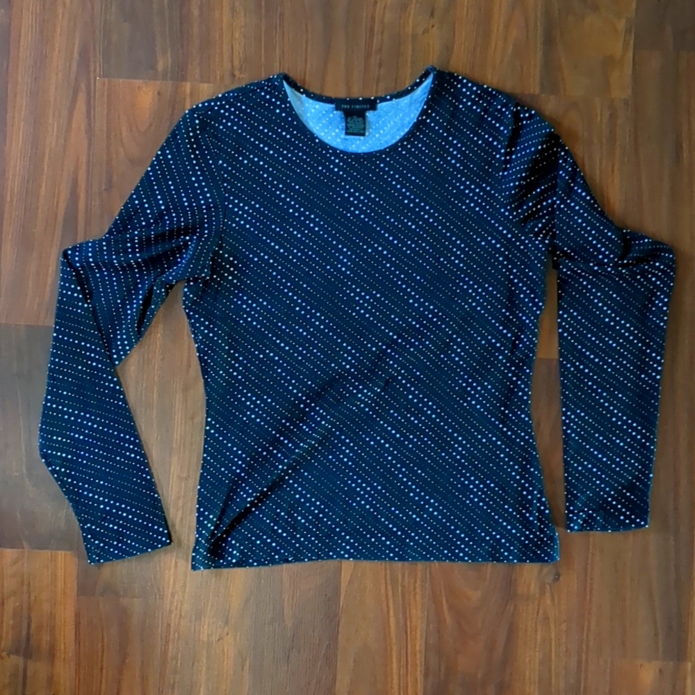 The Limited Long Sleeve Black and White Dotted Top Size M
